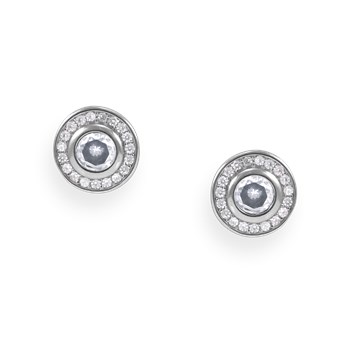 Oorbellen in gerhodineerd 925 zilver met zirkoonoxide