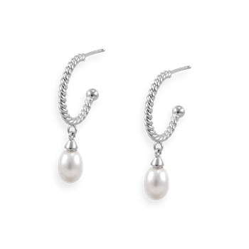 Gerhodineerd 925 sterling zilveren bungelende pareloorbellen