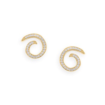 Gold-plated earrings with zirconium oxides
