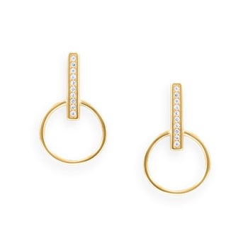 Gold-plated earrings with zirconium oxides