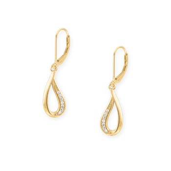 Gold-plated earrings with zirconium oxides