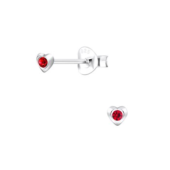 Boucles d'oreilles Coeur en argent 925 avec oxyde de zirconium rouge