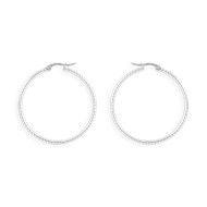 Boucles d'oreilles créoles acier argenté striées 4 cm