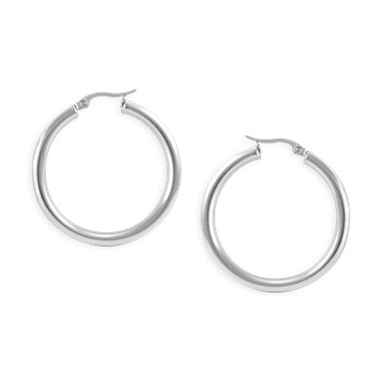 Silver-plated steel hoop earrings 4 cm