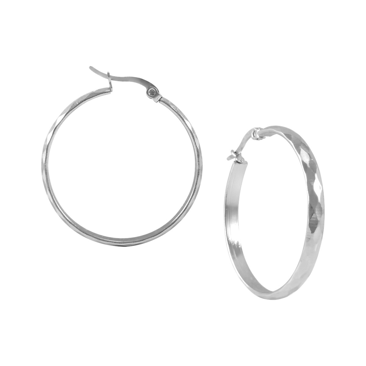 Boucles d'oreilles créoles acier argenté 3,3 cm