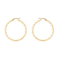 Boucles d'oreilles créoles acier plaqué jaune torsade 3,3 cm