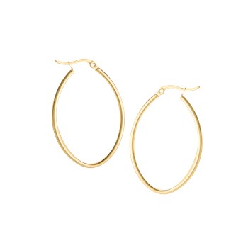 Yellow plated steel oval hoop earrings 3 cm