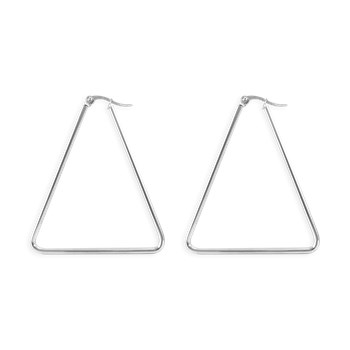 Silver-plated steel triangular hoop earrings