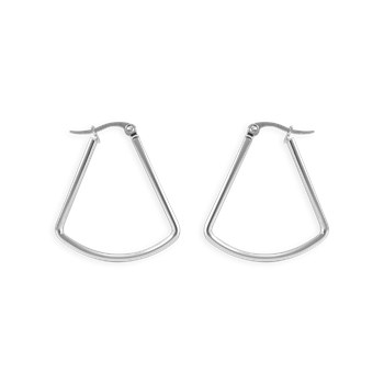 Silver-plated steel triangular hoop earrings