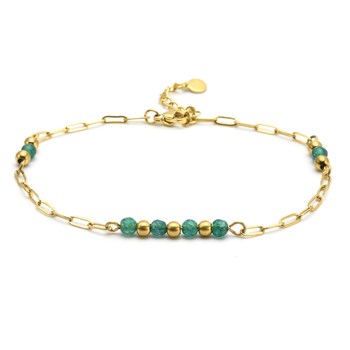 Sixty Stones - 60 - Anklet Chain Gold And Onyx Green - 25 X 0,4 Cm