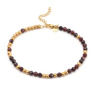 Sixty Stones - 60 - Chaîne De Cheville Perles Doré Et Onyx Rouge - 25 X 0,4 Cm