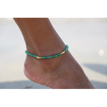 Sixty Stones - 60 - Chaîne De Cheville Pierres Naturelles Onyx Rouge - 25 X 0,4 Cm