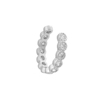 Clip d'oreille earcuff fil serti d'oxydes de zirconium Argent 925 Rhodié