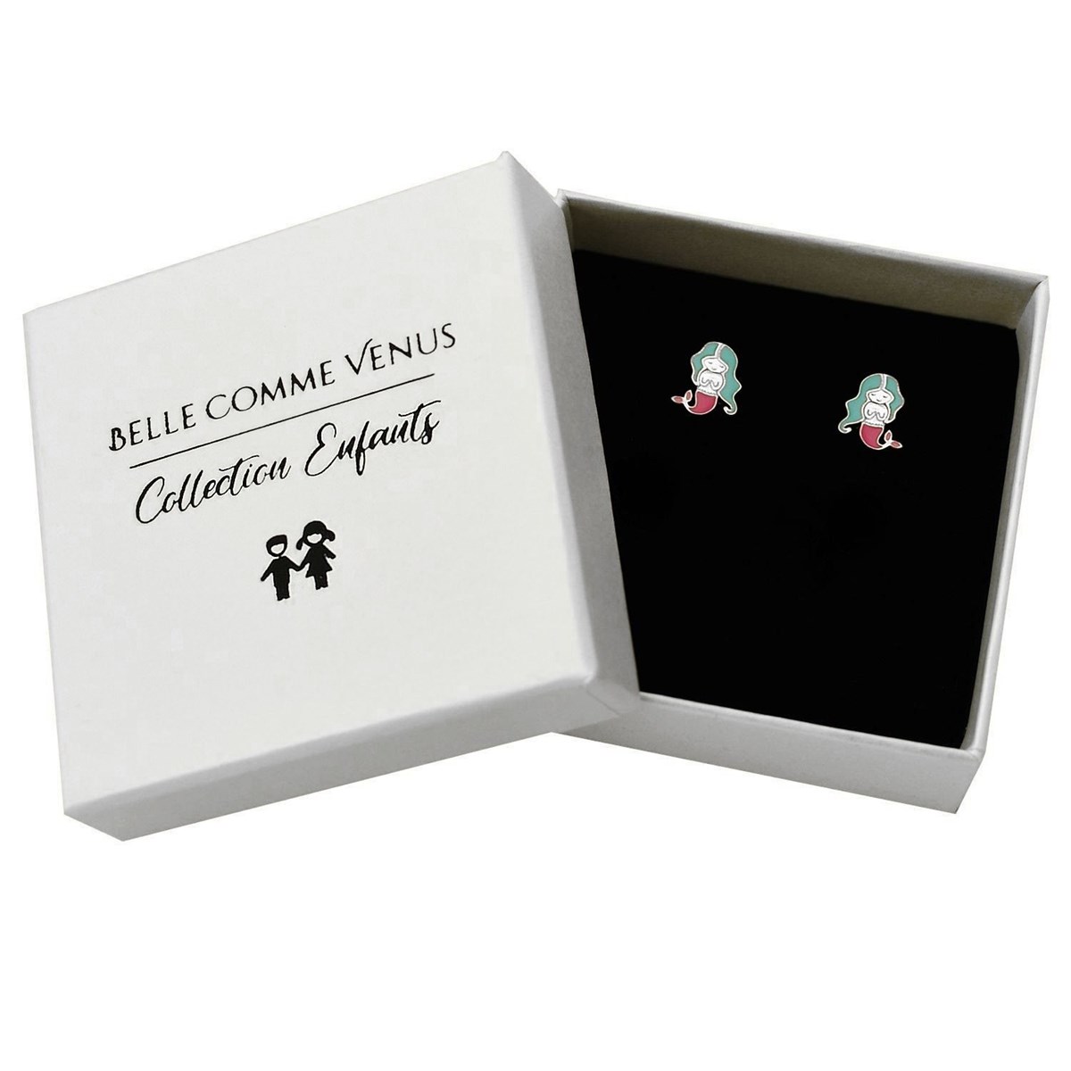 Boucles d'oreilles sirène émail coloré Argent 925 Rhodié - vue 3