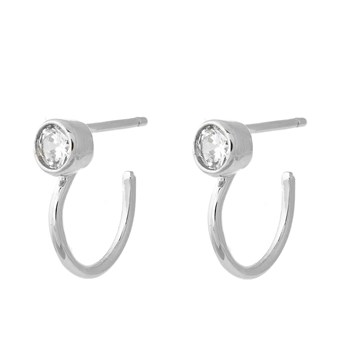 Zirkoniumoxide open Creool oorbellen 925 Rhodium Zilver