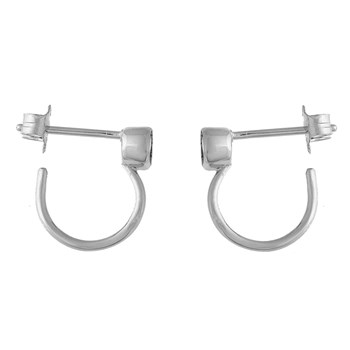 Zirkoniumoxide open Creool oorbellen 925 Rhodium Zilver