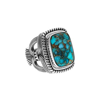 Bague Argent Homme Temple Pierre Turquoise