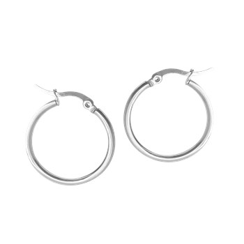 Silver-plated steel hoop earrings 3.5 cm