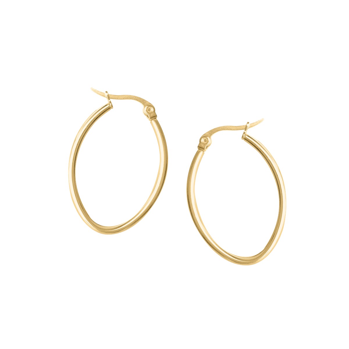 Boucles d'oreilles créoles ovale acier plaqué jaune 2,5 cm