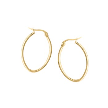 Yellow plated steel oval hoop earrings 2.5 cm