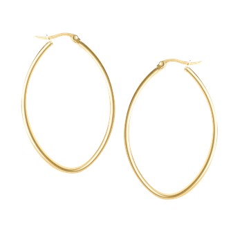 Yellow plated steel oval hoop earrings 3.5 cm