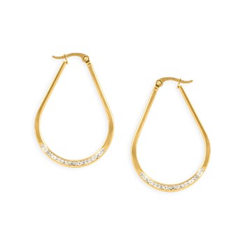 Yellow plated steel hoop earrings with zirconium oxides