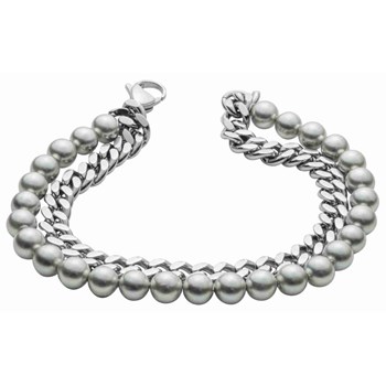Bracelet perle nacre et chaine en acier inoxydable