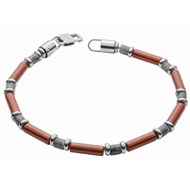 Bracelet jaspe rouge et pierres de larvikite sur acier inoxydable