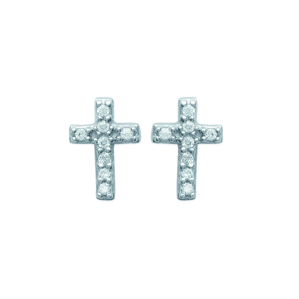 Puces d'oreilles Brillaxis croix empierrées
argent rhodié