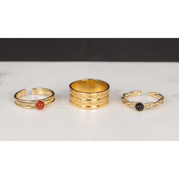 Adjustable ring natural stones Carnelian refined gilded with 24K gold GAUFREE