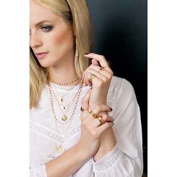 Adjustable ring with natural stones Refined mother-of-pearl gilded in 24K fine gold TORSADÉE