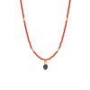 Collier perles miyuki rouge pierre quartz saphir LITTLE INDIA - vue V1
