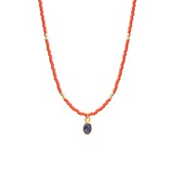 Collier perles miyuki rouge pierre quartz saphir LITTLE INDIA