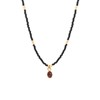 Collier perles miyuki noires pierre grenat LITTLE INDIA - vue V1
