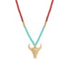 Collier perles rocaille turquoise taureau or fin 24k ARIZONA - vue V1