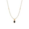 Collier perles miyuki blanches pierre agate noire LITTLE INDIA - vue V1