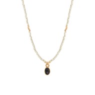 Collier perles miyuki blanches pierre agate noire LITTLE INDIA
