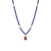 Collier perles miyuki bleu pierre agate rouge LITTLE INDIA - vue V1