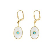 Boucles oeil pierre de lune dorées à l'or fin 24k DEVA