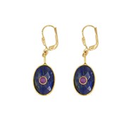 Boucles oeil quartz saphir dorées à l'or fin 24k DEVA