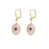 Boucles oeil calcédoine rose dorées à l'or fin 24k DEVA - vue V1