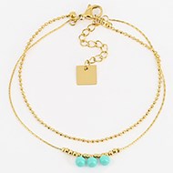 Bracelet Zag Bijoux Ikiyo Turquoise Acier doré