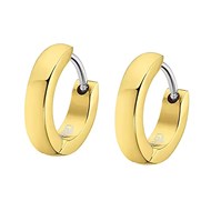 Boucles d'oreilles anneaux large homme Lotus acier
doré