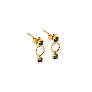 Boucles d'oreilles Zag cercle doré avec oxydes noirs
