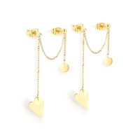 Boucles d'oreilles Zag double chaîne double fermoir
motif coeur