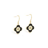Boucles d'oreilles Zag rosace onyx et oxyde