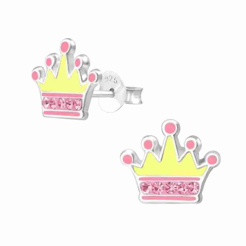 Boucle d'oreille couronne de princesse en argent 925