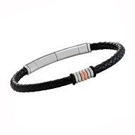 Bracelet Jourdan Esus cuir tressé_x000D_
ACIER BICOLORE ROSE
