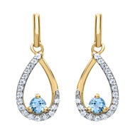 Boucles d'oreilles pendantes or jaune topaze/oz