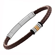 Bracelet homme Jourdan Esus cuir synthétique tressé_x000D_
acier bicolore